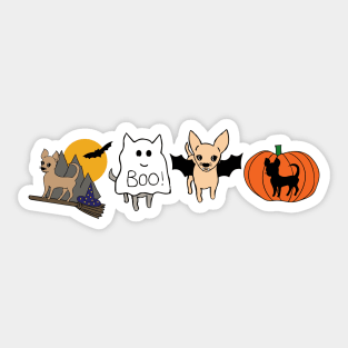 Red Halloween Chihuahuas - Smooth Coat Chihuahuas - Halloween Chihuahua Tee Sticker